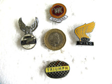 VINTAGE MOTORCYCLE ENAMEL PIN BADGES, MONTESSA, TRIUMPH, DUCATI, HONDA GOLD WING