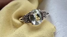 Green Amethyst Prasiolite Sterling Silver 925 Ring Size R Pre owned VGC