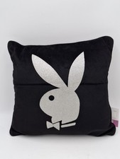 Playboy Bunny Square Cushion Silver Glitter Black Plush 2007 40 cm x 40 cm