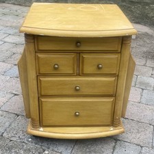 Light Wood Small 5 Drawer Chest Storage Side Table Magazine Rack On Castors