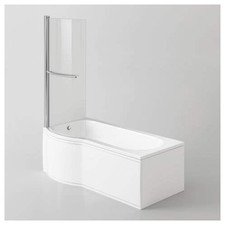 P-Shaped Bath Rail & Front Panel 1500x800mm Left Hand with 6mm Screen Bathtub