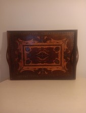Very Large Mahogany Inlaid Marquetry Tray 24" X 18" X 1½" Antique Reproduction¿