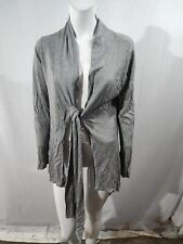 KAREN COLE grey fine knit tie front V neck long sleeve cardigan size 12 14