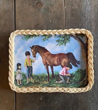 Dallas Simpson Print 'Gone Lame' Wicker Edged Tray 12" x 8 3/4"