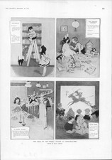 1905  Antique Print - CHRISTMAS Child Period Hilda Cowham Ghost Tea Table (185)