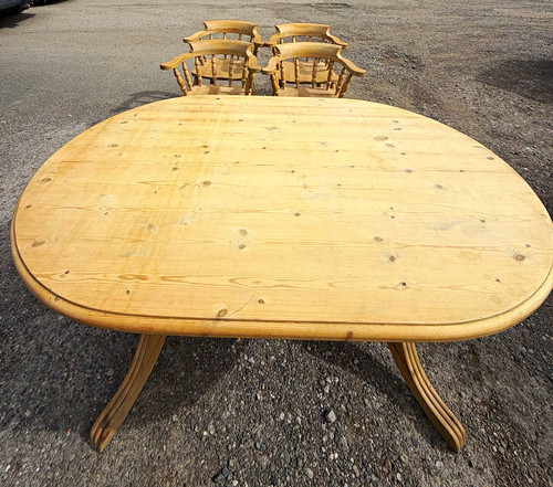 Oval pine dining table - oval,
