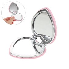  Love Embroidery Folding Mirror Travel Compact Cute Heart Shaped Hand