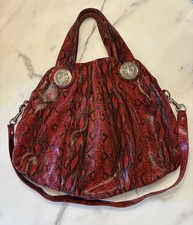 Gucci Hysteria Red Python Snakeskin Print Hobo Bag Purse Shoulder Strap Great!