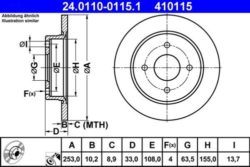 Brake disc ate 0110 0115 - disc, 24.0110-0115.1
