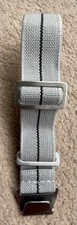 Elasticised Nylon Hook and Loop 20mm Watch Strap Grey and Black