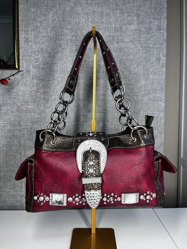 Y2k burgundy western buckle - y2k,