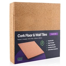Treefloor Natural Plain Cork Tiles 16 Pack - 300mm x 300mm x 4mm