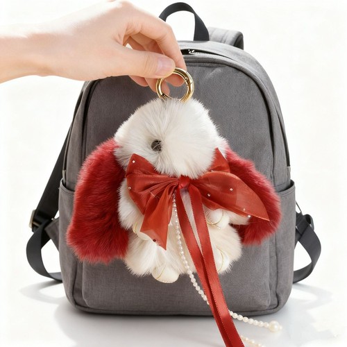 Fluffy rabbit key chain - rabbit,
