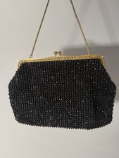 50-60s LUCITE BEADED BLACK