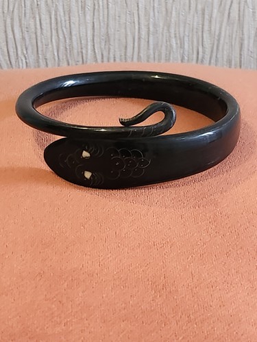 Antique carved horn snake - carved,