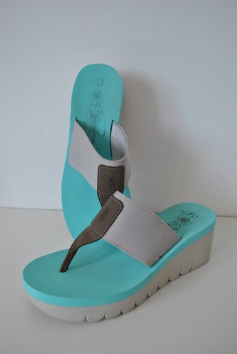 Beige blue women wedge - beige,