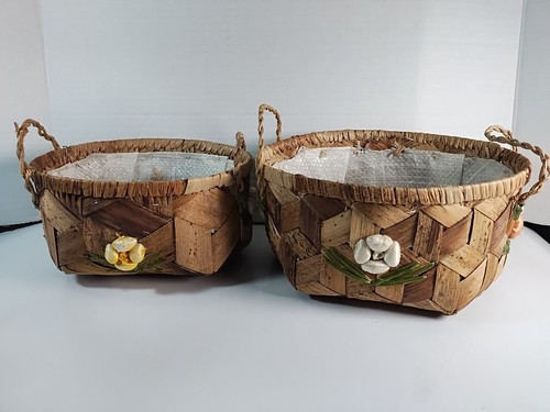 Vintage straw raffia baskets - vintage,
