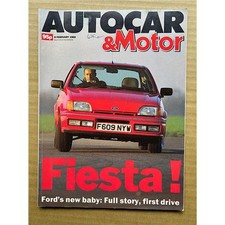 FORD FIESTA  AUTOCAR & MOTOR MAGAZINE FEBRUARY 8 1989 - new 1989 fiesta cover an