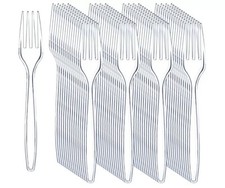 Disposable Plastic Forks Clear Heavy Duty for Catering Birthday Parties Reusable