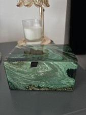 Lola Rose Rectangular Jewelry Box ,Printed Malachite 13 x 8.5 x 7cm VGC