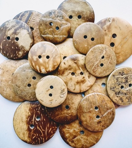 Real coconut shell buttons - coconut,