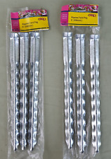 2 Packs of 3 (6) W4 9 Inch Rippled Angle Tent Pegs in Plated Steel