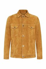Leather Shirt Jacket for Men Brown Pure Suede Custom Made Size S M L XXL 3XL