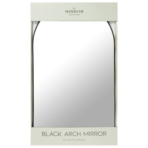 Arched wall mirror black metal - wall,