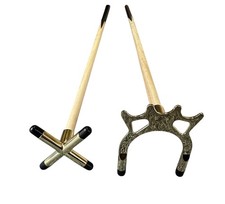 36" 1 PIECE POOL or SNOOKER CUES With BRASS CROSS & BRIDGE RESTS For HOME TABLES