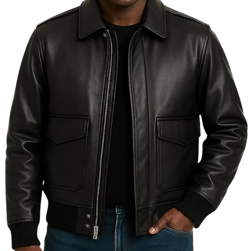 Men black genuine leather - black,