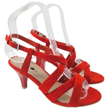 Profile Coral Orange Strappy Sandal Kitten Heels Wide Fit Size UK 3 EU 36 US 5