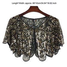 Womens Sparkly Sequin Shawl Bridal Bolero Cover Up Glitter Fringed Evening Cape