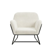 Charles Velvet Ivory Boucle Armchair Comfortable Seating with Black Legs