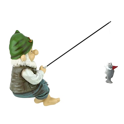 Garden gnome fishing - garden, statue