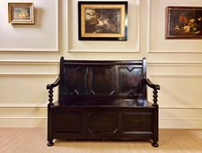 ANTIQUE OAK SETTLE HALL BENCH