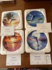 Coleport Fine Bone China.  Day Of The Dolphin Series. Four Plates New In Box.
