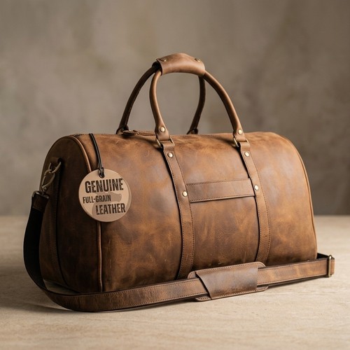 Genuine leather duffle bag - leather, 21