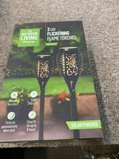 Two Christmas Flickering Flame Effect Solar Torches