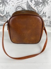 Vintage Faux Tan Leather Vinyl Shoulder Bag Flight Bag