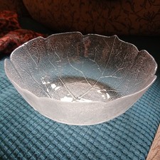 4 x Vintage Arcoroc France  Leaf Clear Tempered Glass 7" salad soup pud dishes