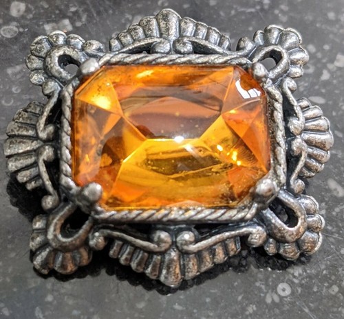 Vintage brooch with amber - brooch,