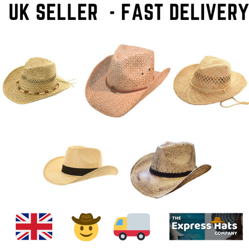 Mens straw cowboy hats - straw,