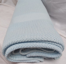 Vintage Cellular Cotton Double 72" x 88" Blanket Pale baby Blue