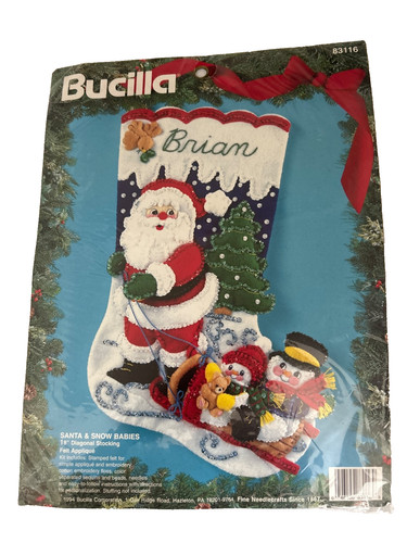 Vtg bucilla santa snow - vtg,