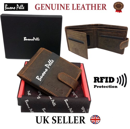 Mens leather wallet - leather, rfid