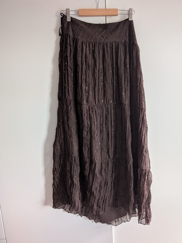 Brown sequin maxi skirt - sequin,