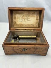 Small Antique Tabatiere Cylinder Music Box. 4 Airs. Watch Video.