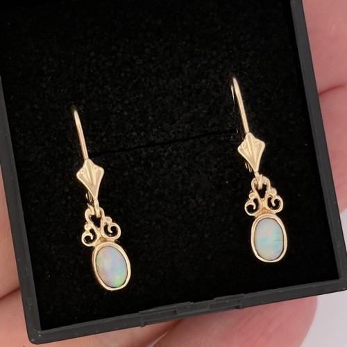 9ct yellow gold opal drop - opal,