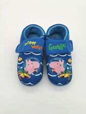 Boys Kids Peppa Pig George Blue Embroidered Slippers