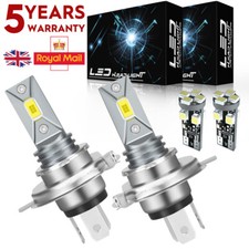 For VW TRANSPORTER T5 2003-2016 4PC Headlight LED Kit 2x H4 Bulbs WHITE+501 Set